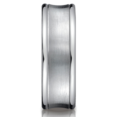 Benchmark 7.5mm Comfort-Fit Satin-Finished Concave Carved Design Band - view 3 of 6