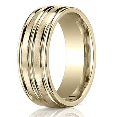 Benchmark 8mm Comfort-Fit Satin-Finished Round Edge Carved Design Band - view 1 of 4