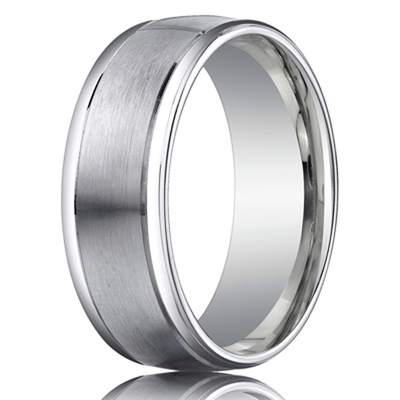 Benchmark 8mm Comfort-Fit Satin-Finished Carved Design Band - view 1 of 4