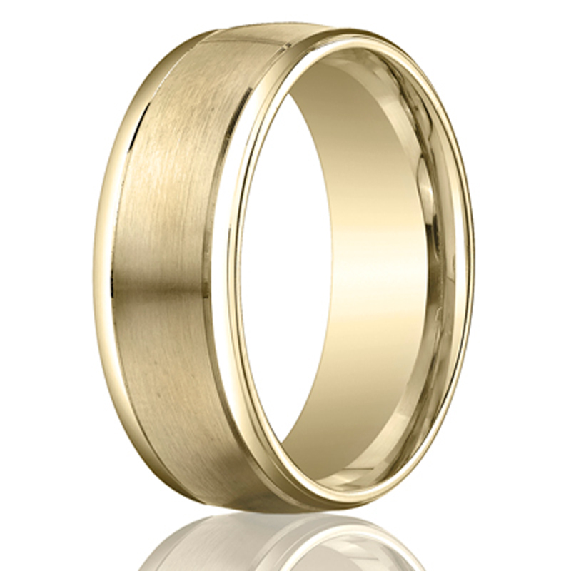 Benchmark 8mm Comfort-Fit Satin-Finished Carved Design Band - view 3