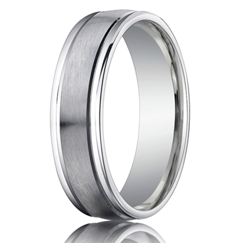 Benchmark 6mm High Polished Round Edge Carved Design Band - view 2