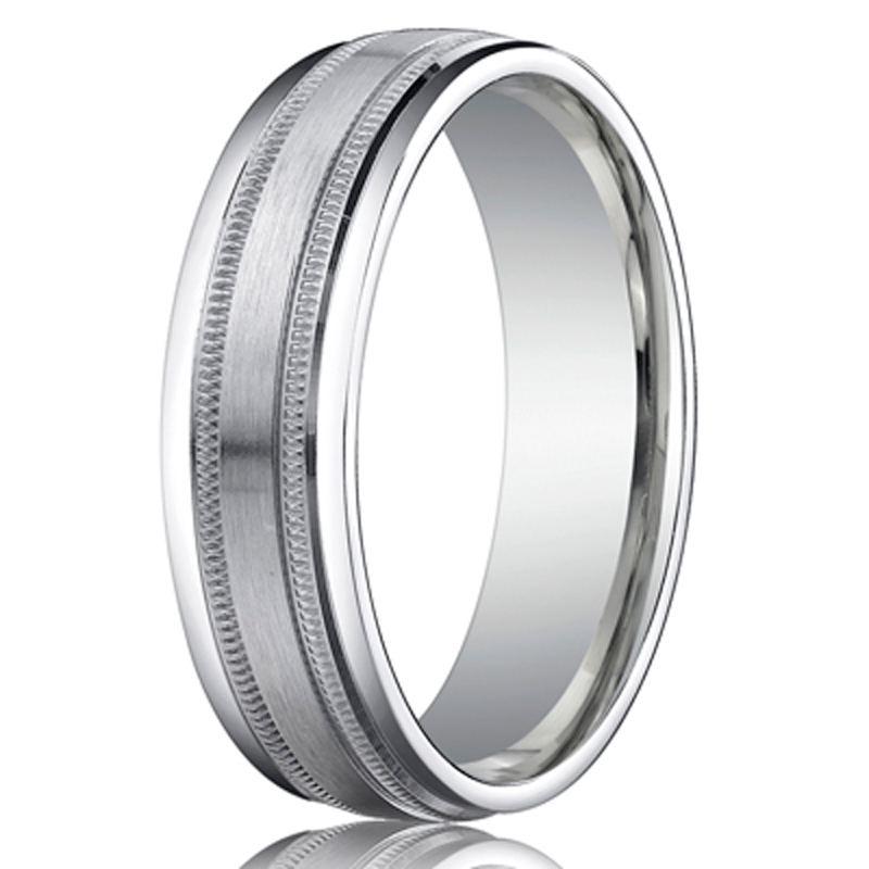 Benchmark 6mm Comfort-Fit with Milgrain Round Edge Design Band - view 2