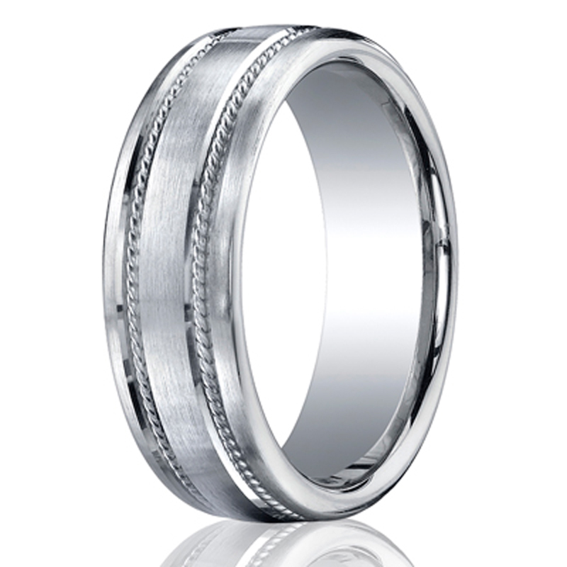 Benchmark 7.5mm Comfort-Fit Rope Carved Design Band - view 2