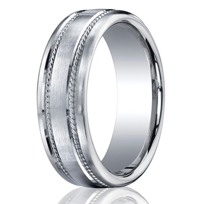 Benchmark 7.5mm Comfort-Fit Rope Carved Design Band - view 2 of 6