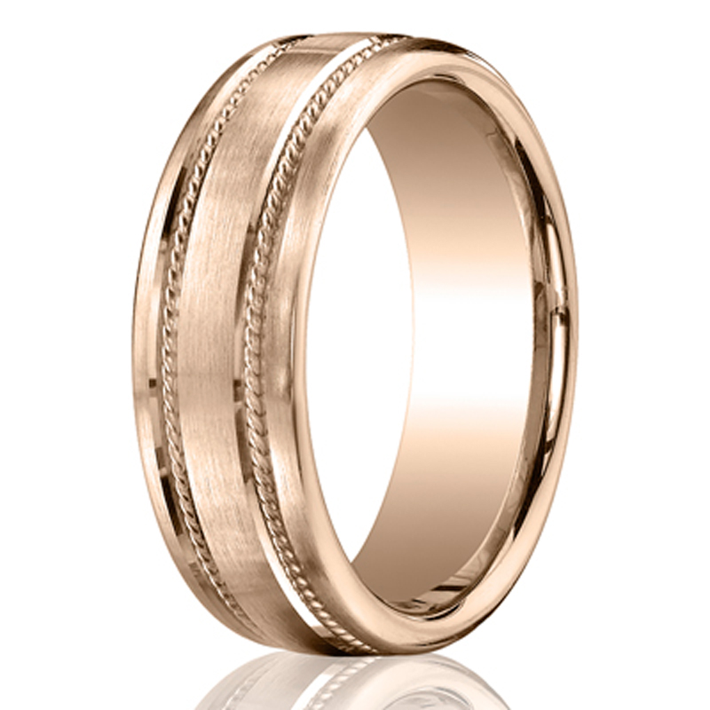 Benchmark 7.5mm Comfort-Fit Rope Carved Design Band - view 5