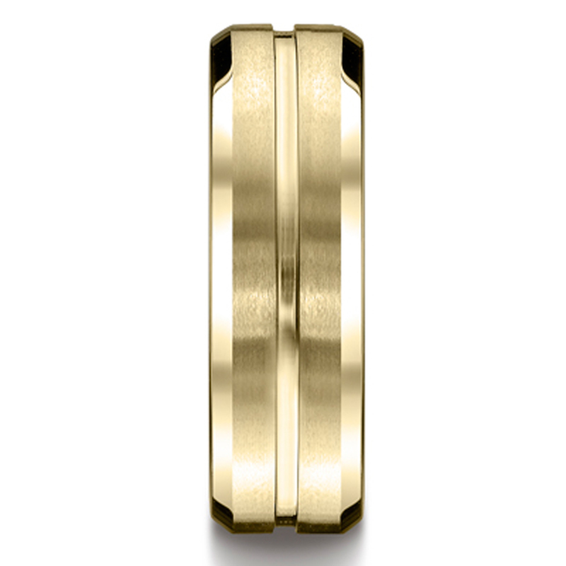 Benchmark 6mm Comfort-Fit Satin-Finished with High Polished Cut Carved Design Band - view 4