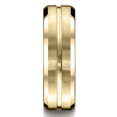 Benchmark 6mm Comfort-Fit Satin-Finished with High Polished Cut Carved Design Band - view 4 of 4