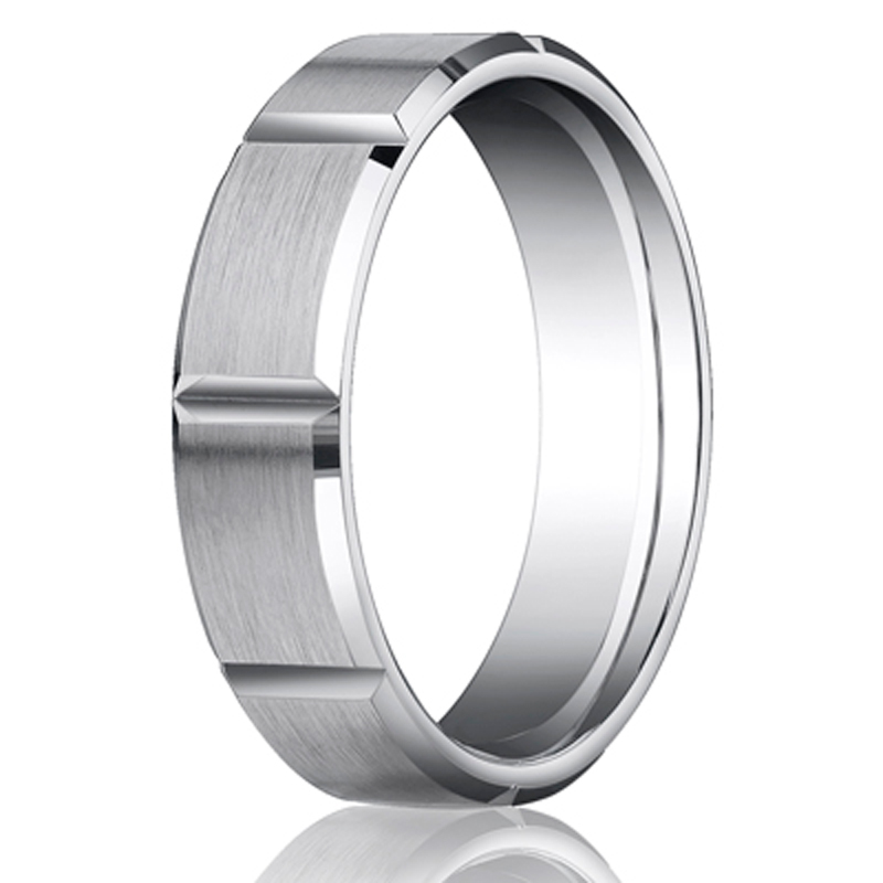 Benchmark 6mm Satin-Finished Grooves Carved Band - view 2