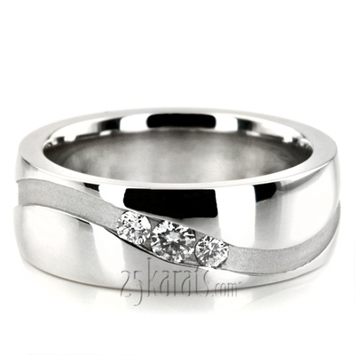 Curved Groove Diamond Wedding Band Set - view 2 of 2