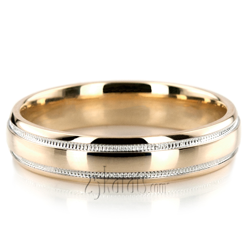 Carved Design Milgrain Wedding Ring - view 5