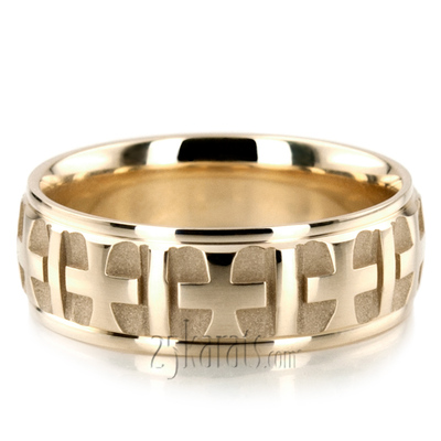 Fine Cross Religious Wedding Ring  - view 6 of 6