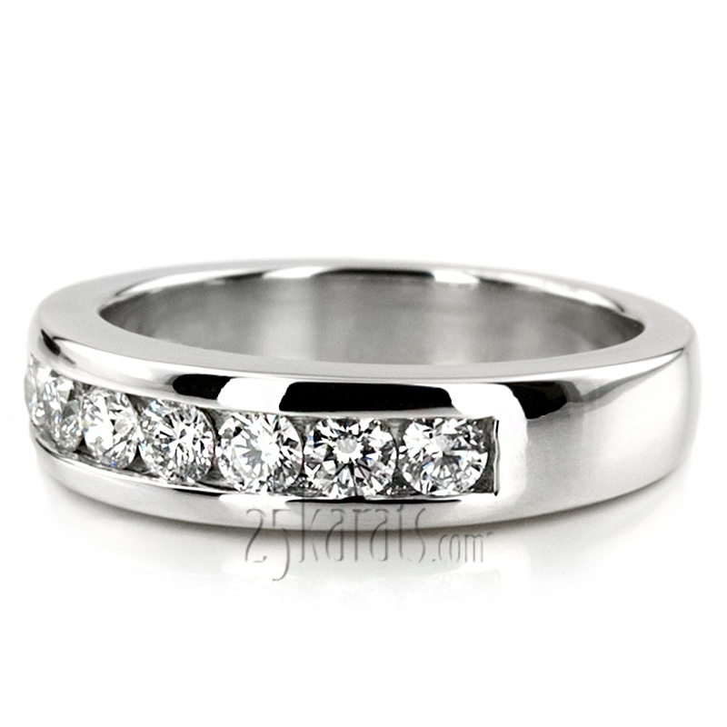 Channel Set Round Cut Man Diamond Ring (0.84 ct.tw) - view 2