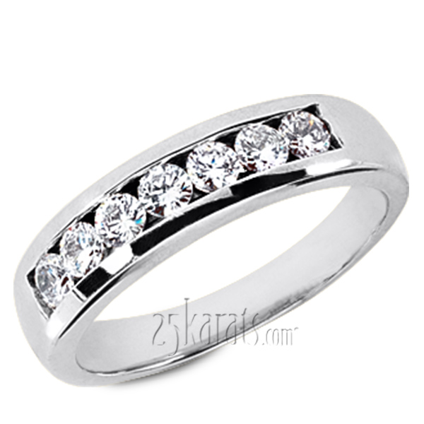 Channel Set Round Cut Man Diamond Ring (0.84 ct.tw) - view 3