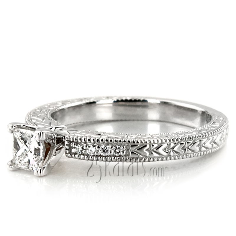 Pave Set Antique Diamond Bridal Ring (0.06 ct.tw.) - view 2