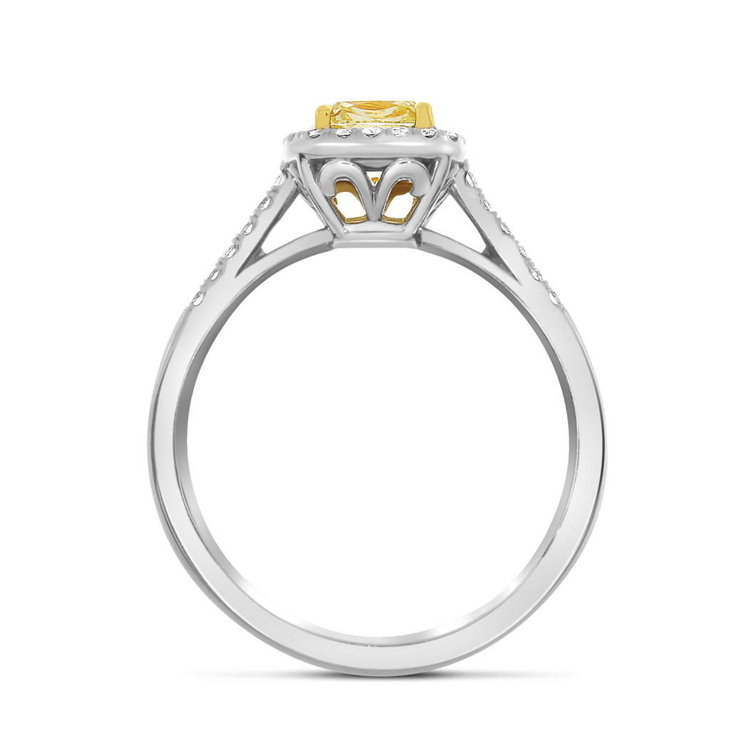 1.06 Cushion Shape Yellow Diamond Ring - view 2