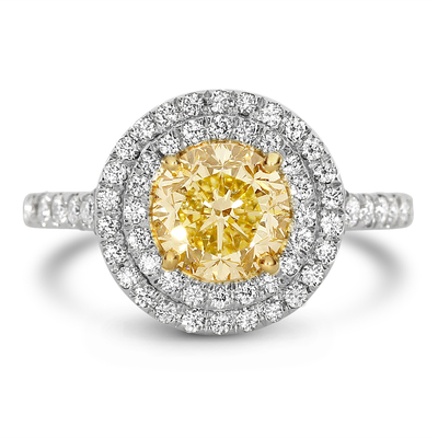 1.41 Round Shape Yellow Diamond Ring - view 1 of 2