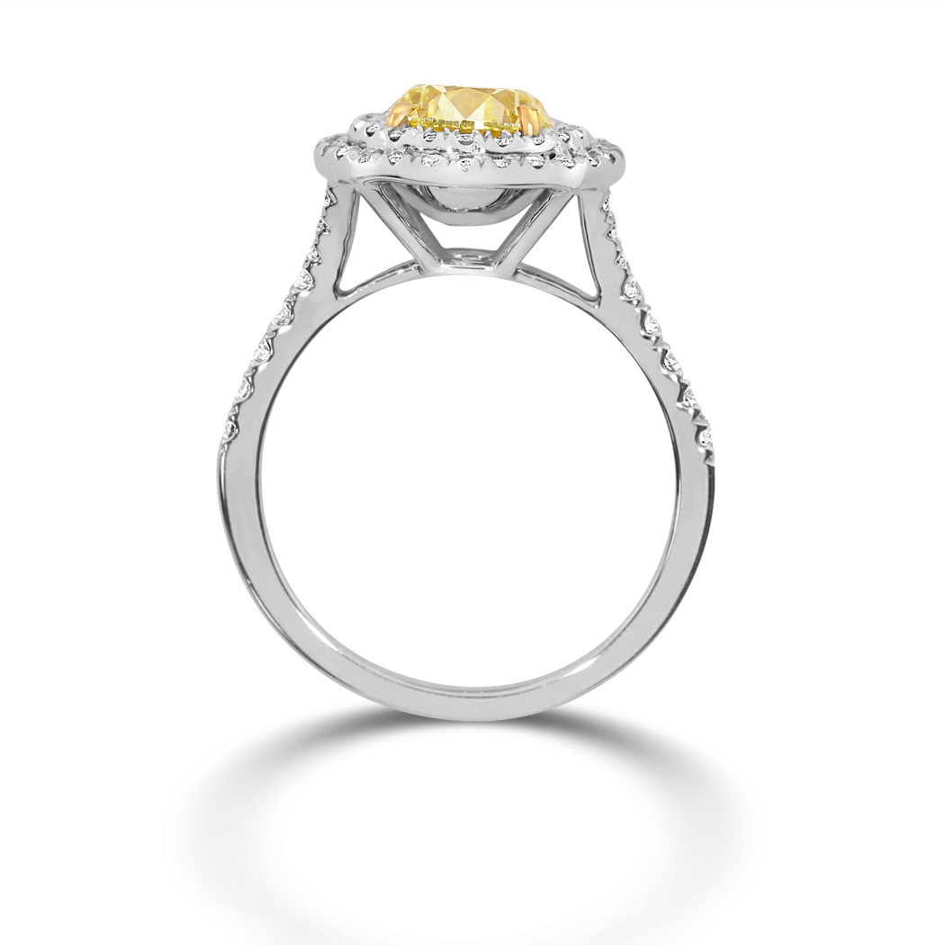 1.41 Round Shape Yellow Diamond Ring - view 2