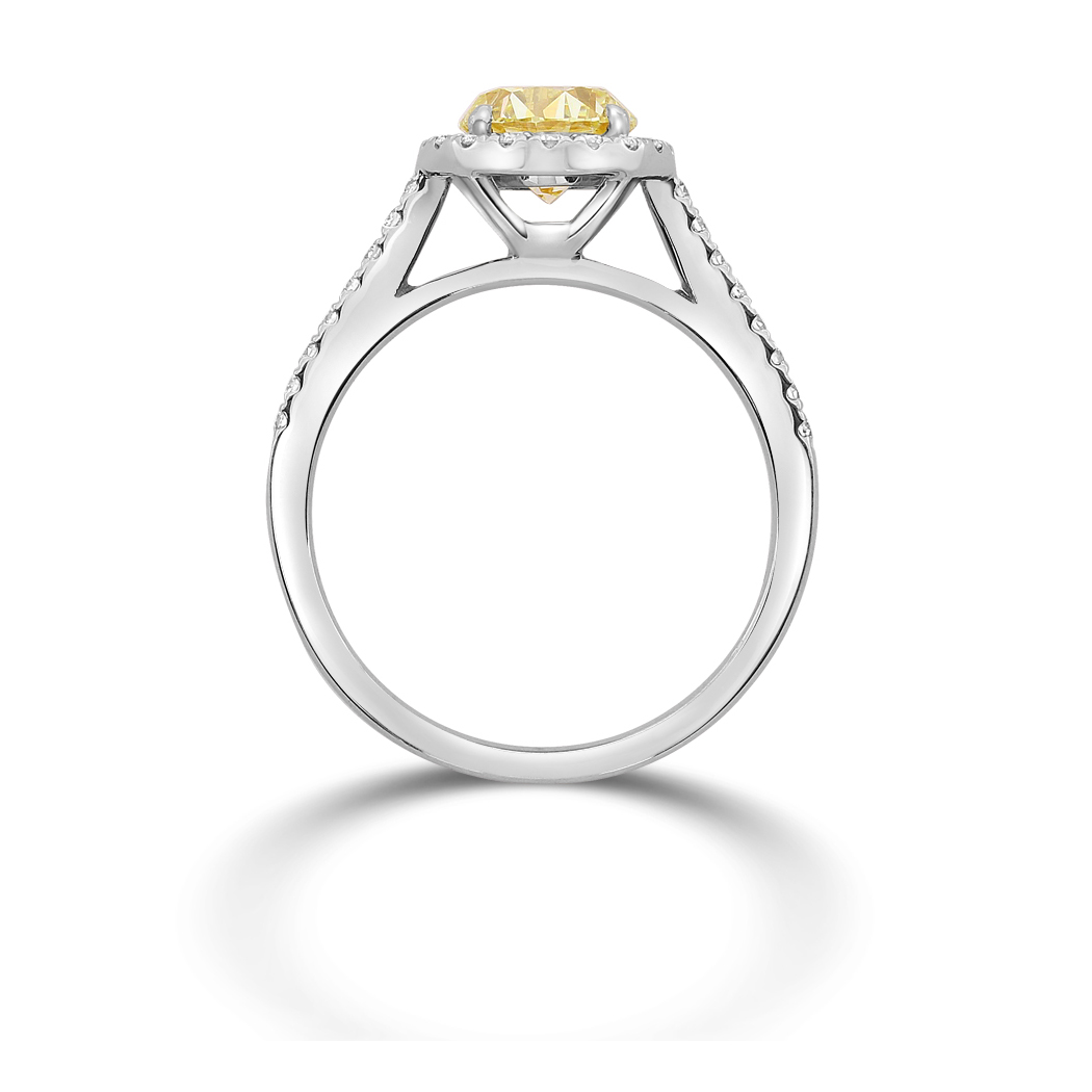 1.18 Round Shape Yellow Diamond Ring - view 2