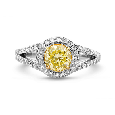 1.08 Round Shape Yellow Diamond Ring - view 1 of 2