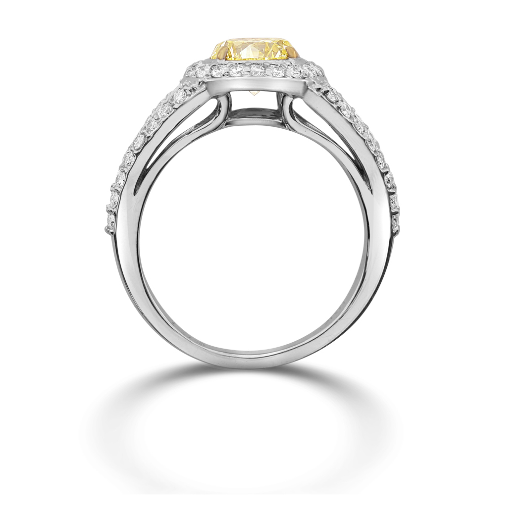 1.08 Round Shape Yellow Diamond Ring - view 2