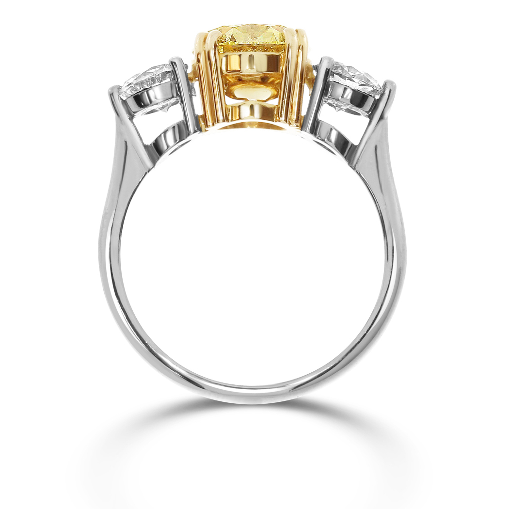 1.88 Round Shape Yellow Diamond Ring - view 2