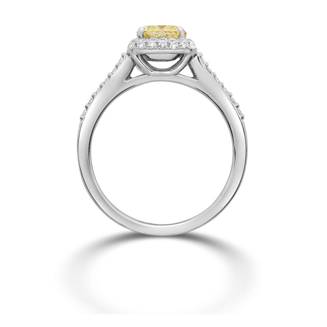 1.23 Radiant Shape Yellow Diamond Ring - view 2