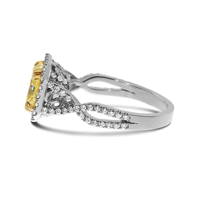 2.52 Cushion Shape Yellow Diamond Ring - view 2 of 2