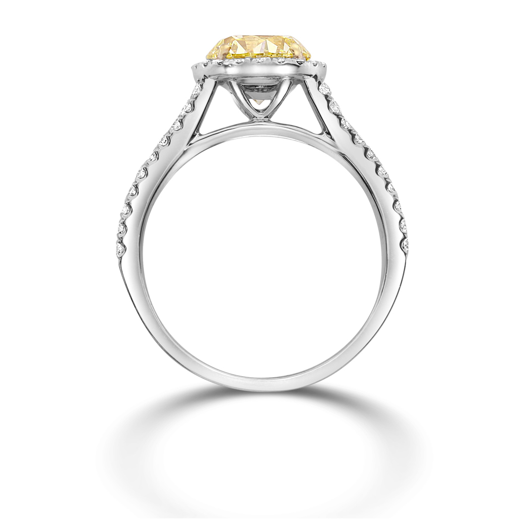 1.63 Round Shape Yellow Diamond Ring - view 2