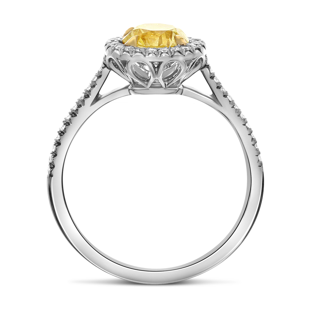 1.02 Round Shape Yellow Diamond Ring - view 2