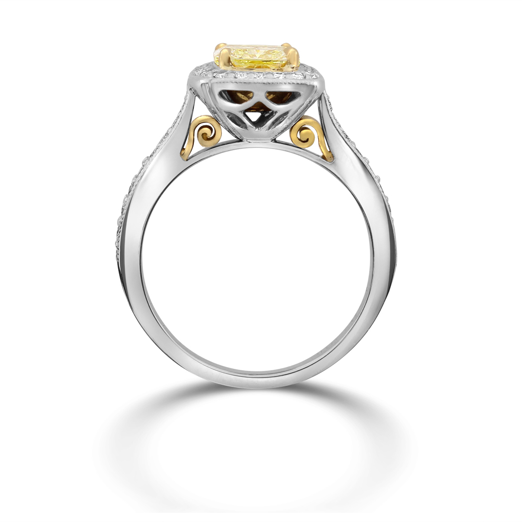 1.33 Radiant Shape Yellow Diamond Ring - view 2