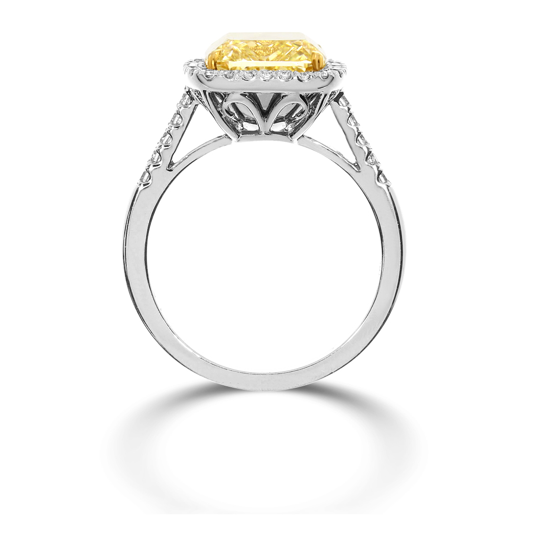 4.22 Cushion Shape Yellow Diamond Ring - view 2