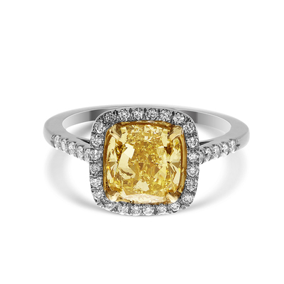 2.04 Cushion Shape Yellow Diamond Ring - view 1 of 2