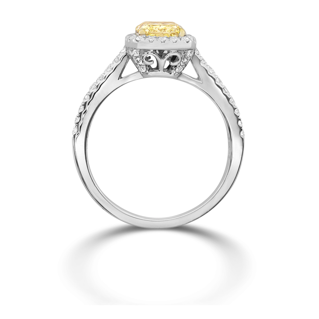 1.26 Cushion Shape Yellow Diamond Ring - view 2