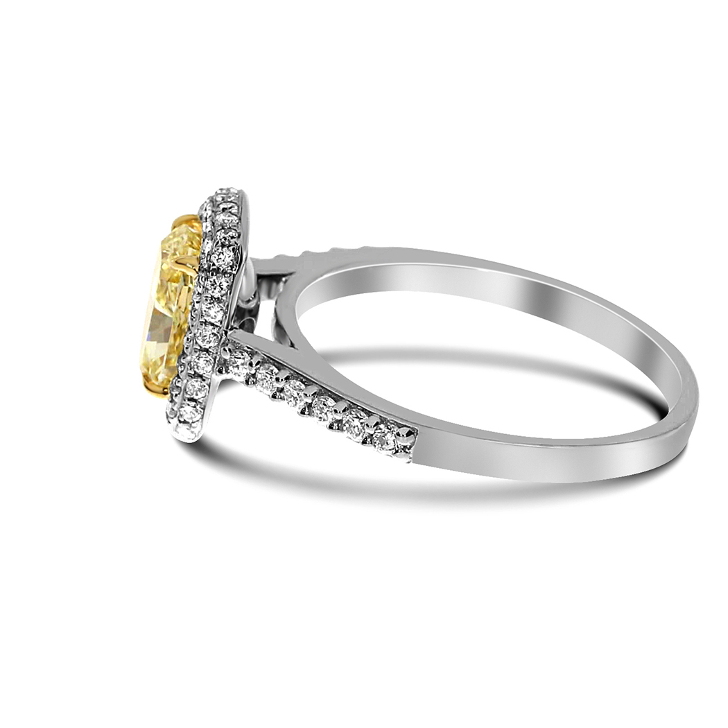 1.15 Cushion Shape Yellow Diamond Ring - view 2