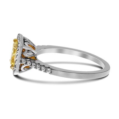 0.91 Radiant Shape Yellow Diamond Ring - view 2 of 2