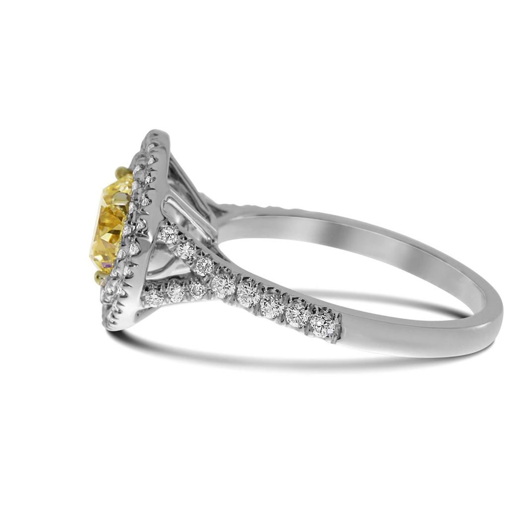 1.31 Round Shape Yellow Diamond Ring - view 2