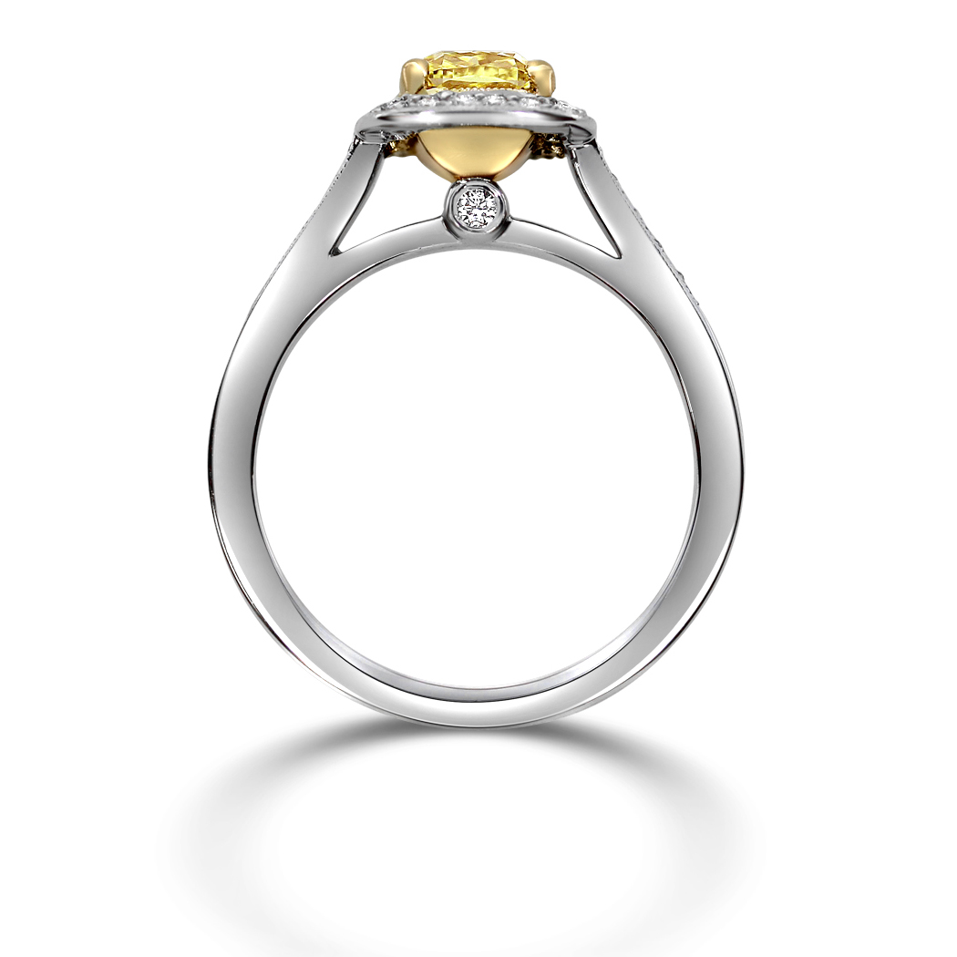 1.01 Cushion Shape Yellow Diamond Ring - view 2