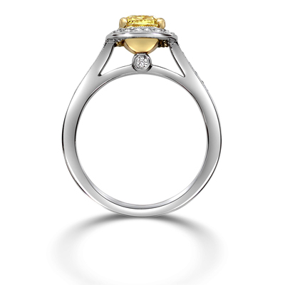 1.01 Cushion Shape Yellow Diamond Ring - view 2 of 2