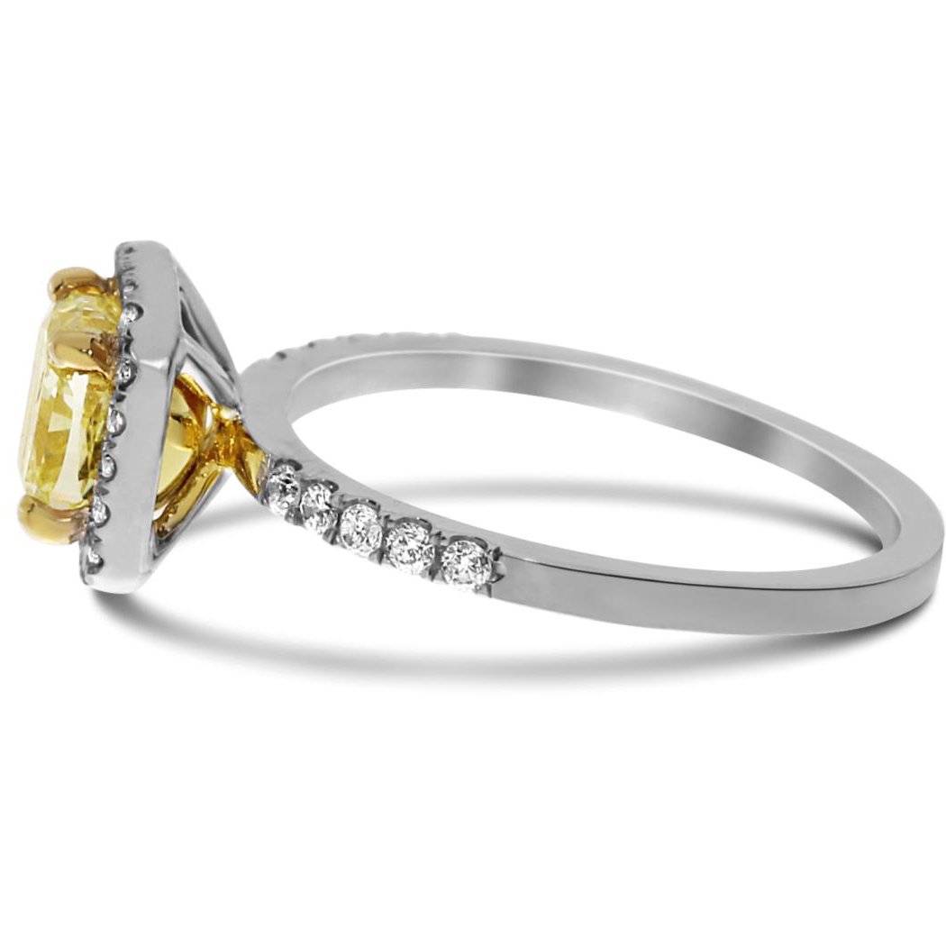 1.18 Cushion Shape Yellow Diamond Ring - view 2