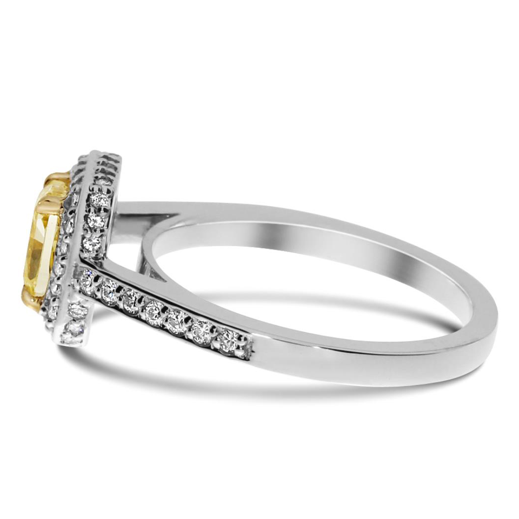 1.2 Cushion Shape Yellow Diamond Ring - view 2