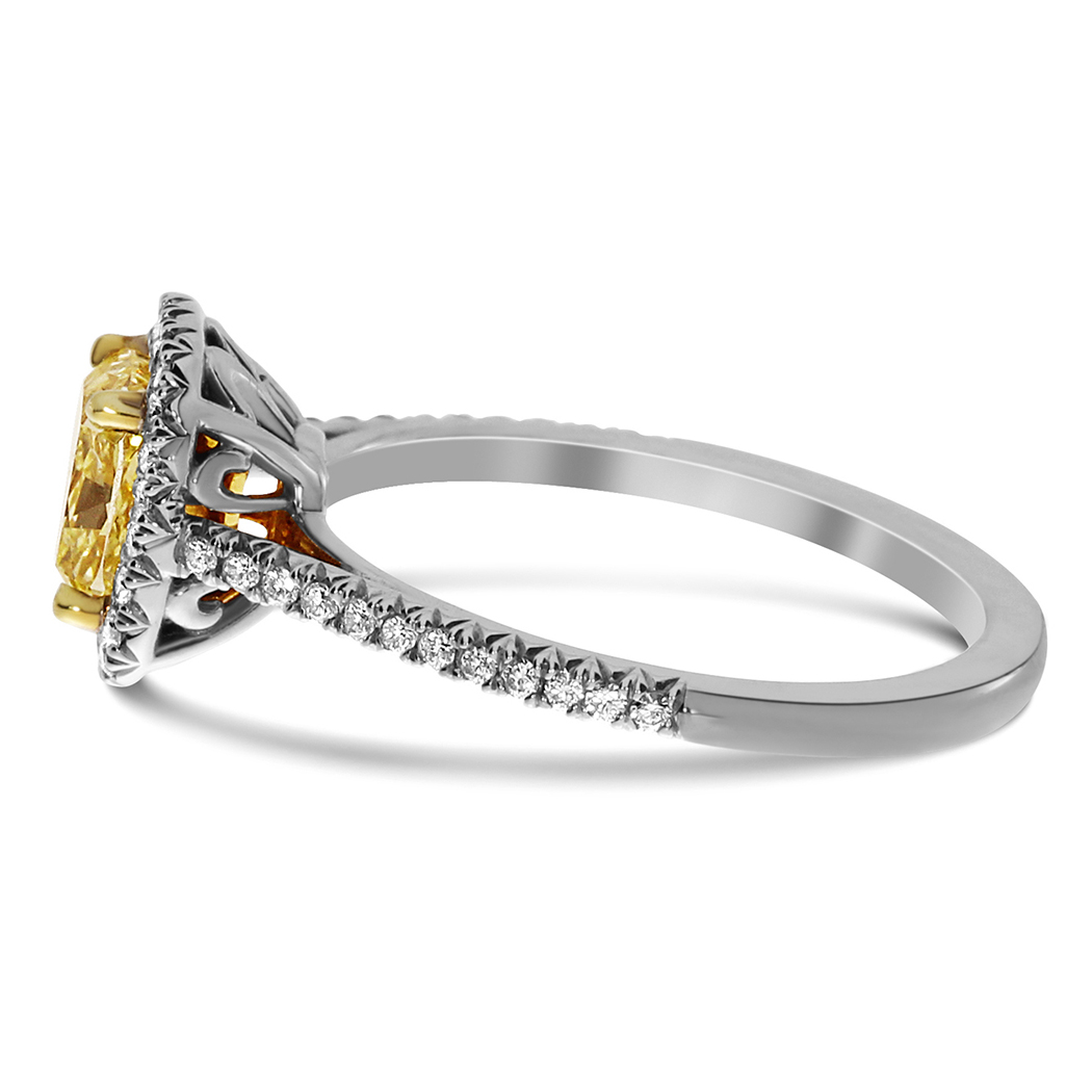 1.27 Cushion Shape Yellow Diamond Ring - view 2