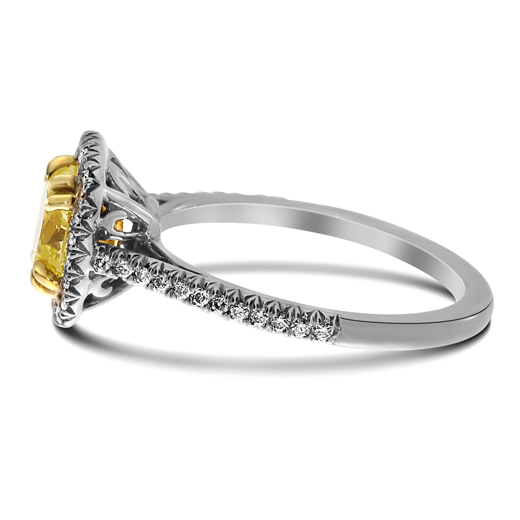 1.19 Cushion Shape Yellow Diamond Ring - view 2