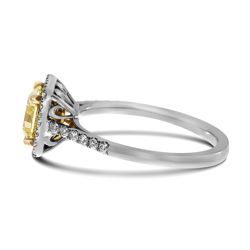 1.31 Radiant Shape Yellow Diamond Ring - view 2