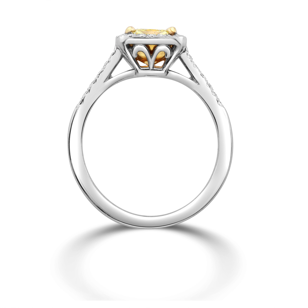 0.95 Radiant Shape Yellow Diamond Ring - view 2