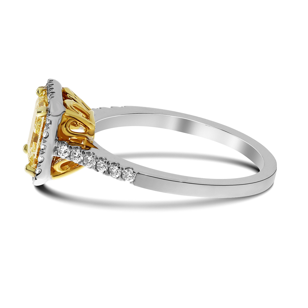 1.29 Radiant Shape Yellow Diamond Ring - view 2