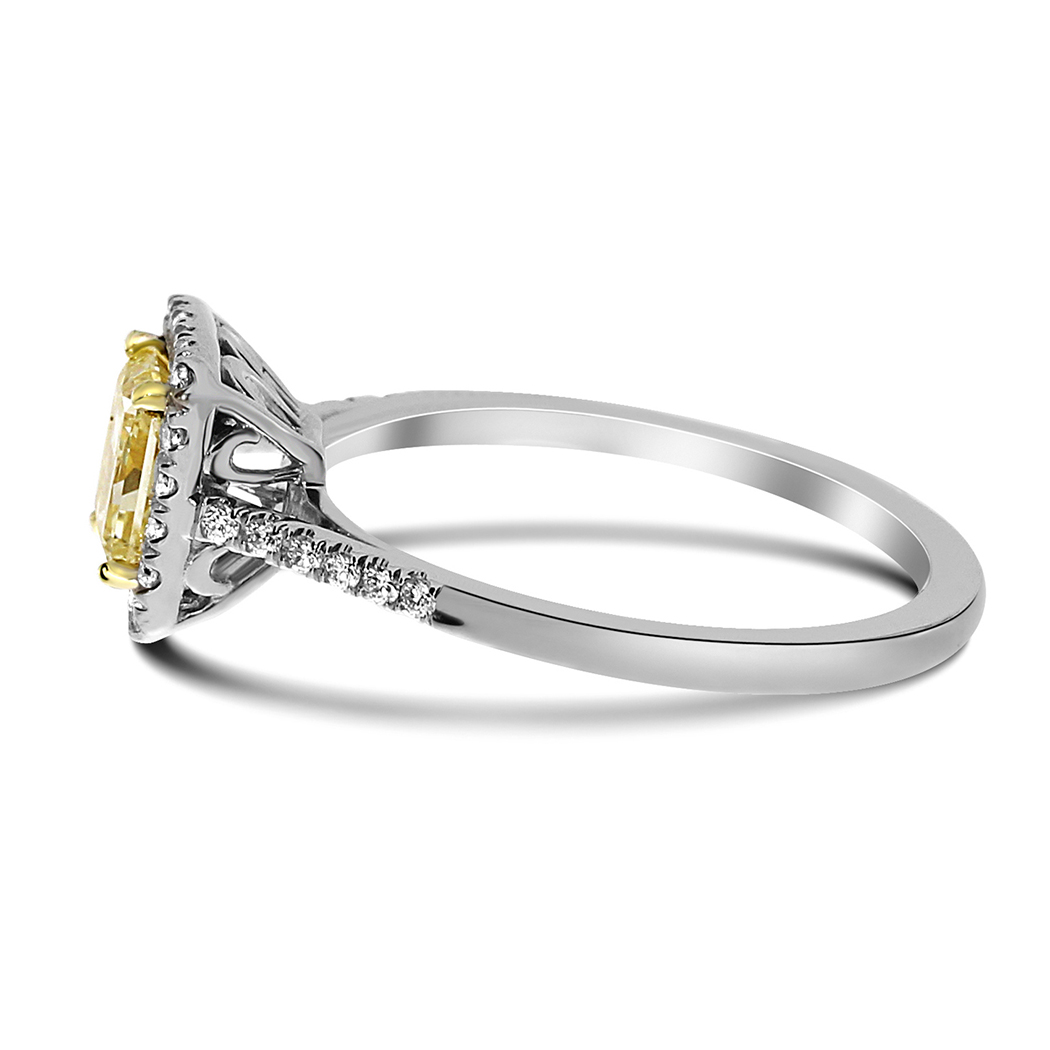 1.03 Princess Shape Yellow Diamond Ring - view 2