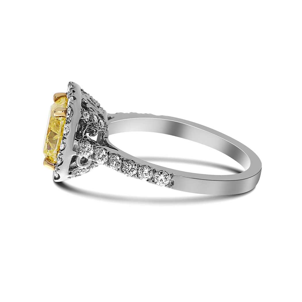 2.09 Cushion Shape Yellow Diamond Ring - view 2