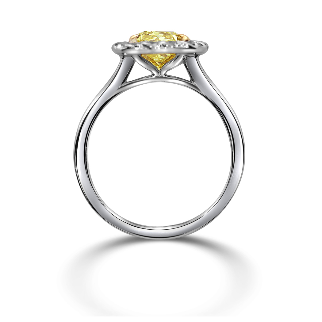 2.06 Cushion Shape Yellow Diamond Ring - view 2