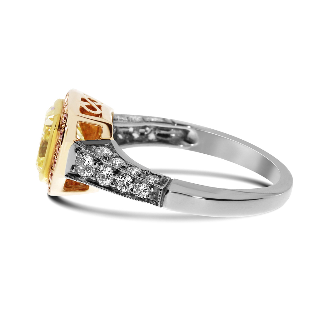 2.09 Radiant Shape Yellow Diamond Ring - view 2