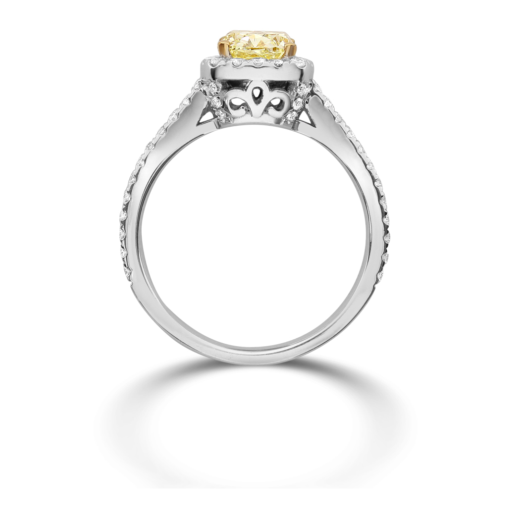 1.43 Cushion Shape Yellow Diamond Ring - view 2